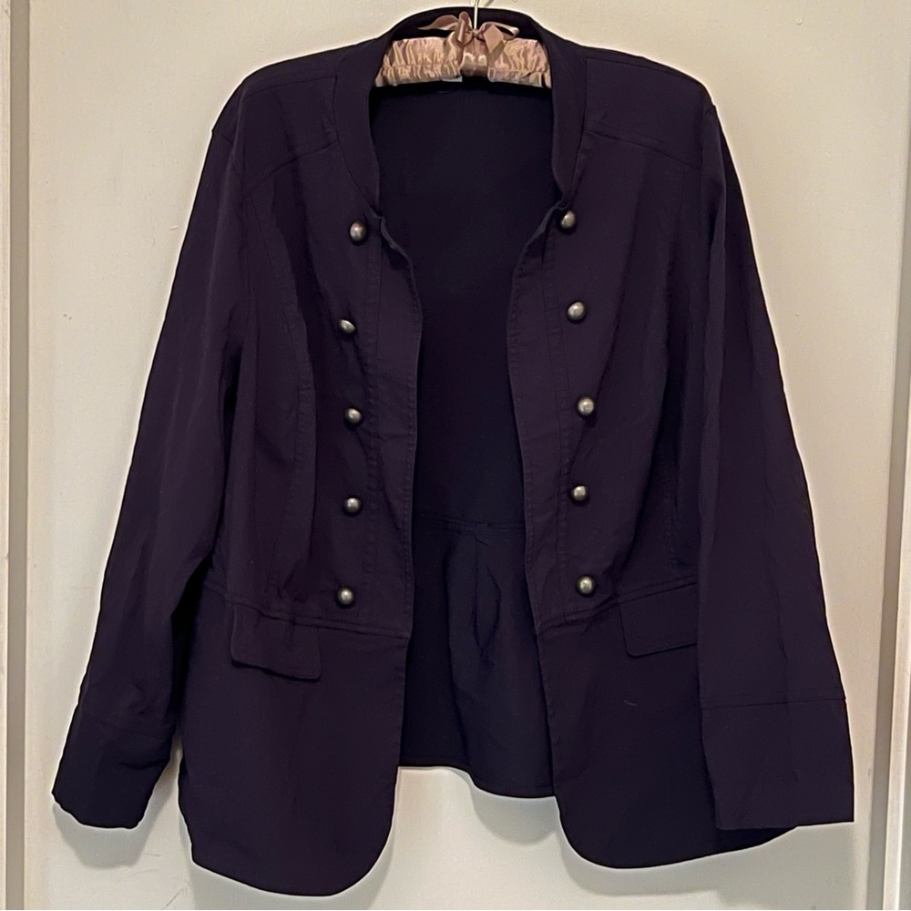 Westport 1962 Women's Dark Blue Military Jacket Blazer with Button Accents 2X